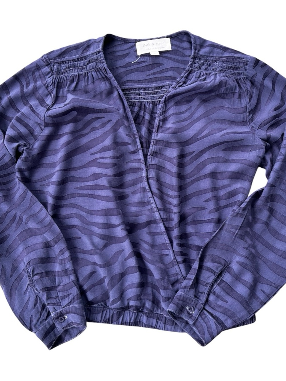 cloth & stone Purple Zebra-Print V-Neck Wrap Blouse